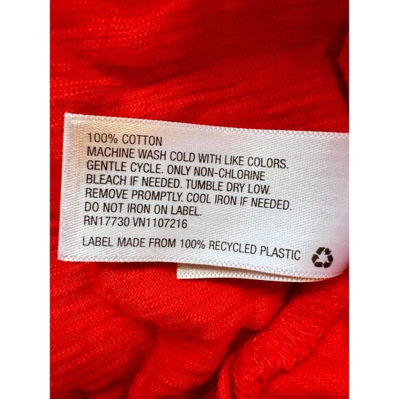 A New Day Orange Red Twist Front Tee Medium 100% Cotton Short Sleeve Top Elastic - Picture 7 of 8